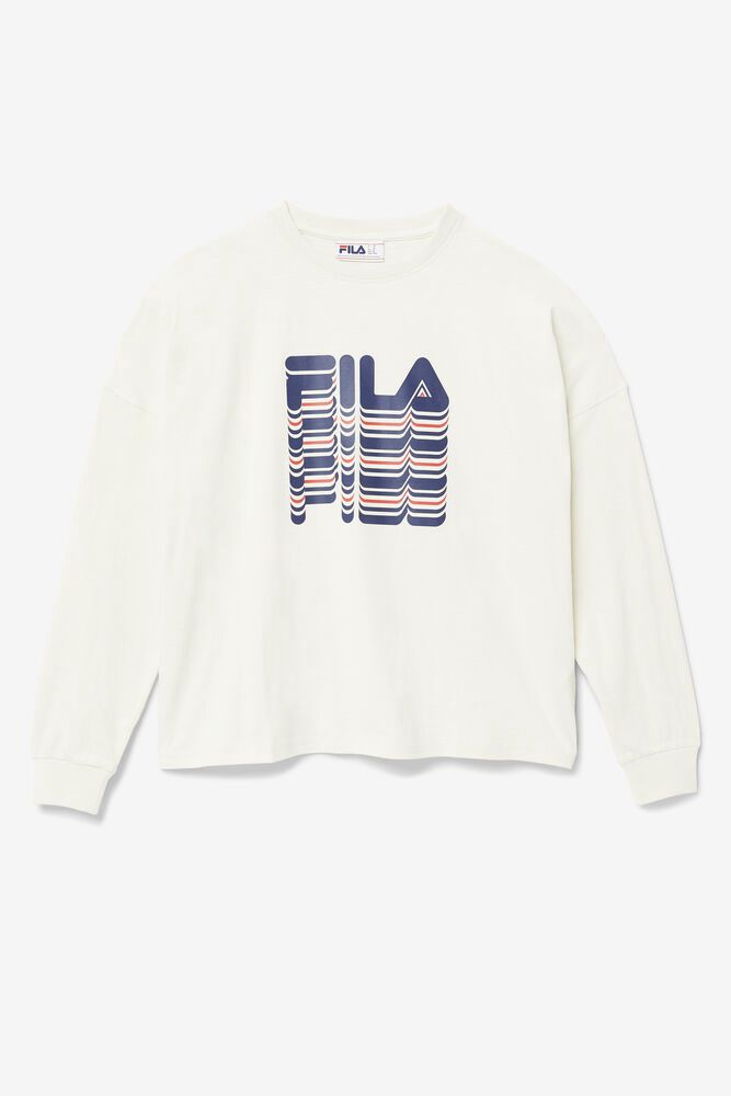 Fila Wendell Long Sleeve T-Shirt White - Mens - 43681GQTM